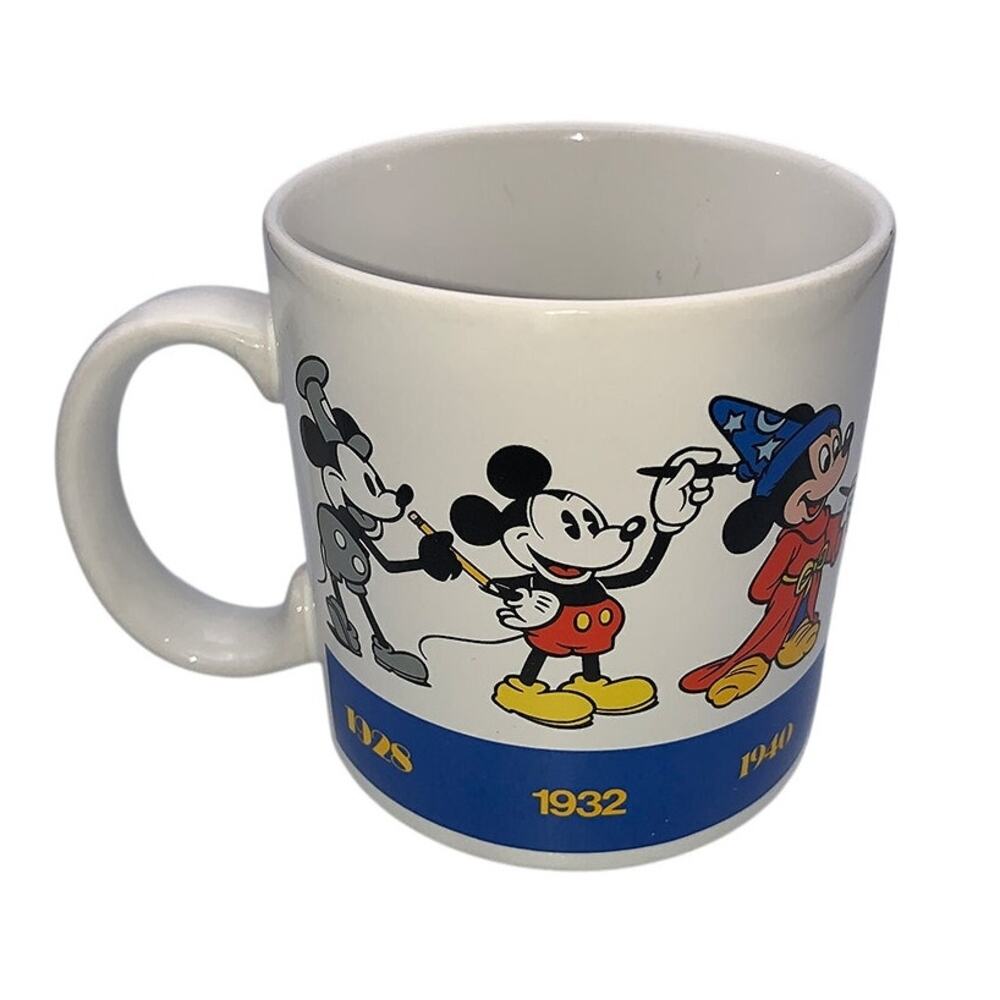 Vintage 1990s Disney Mickey Mouse Through the Years Ceramic Mug Applause 33417